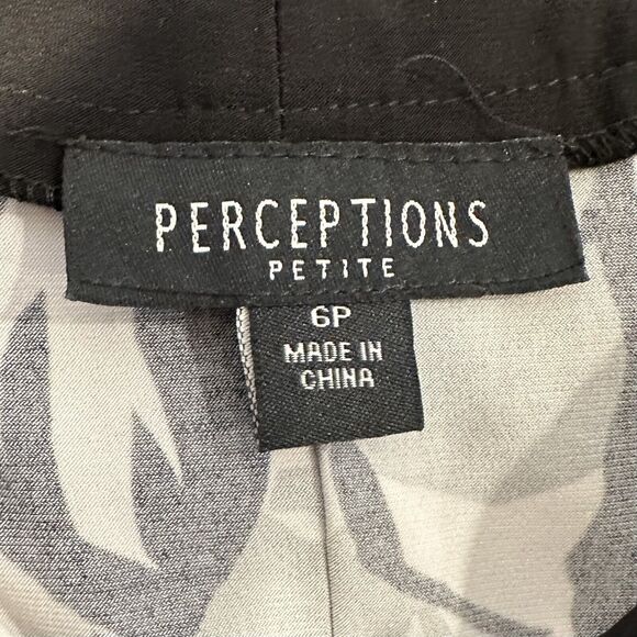 Perceptions Black White Grey Floral Sleeveless Boatneck Knee Length Dress Sz 6P - Picture 2 of 7